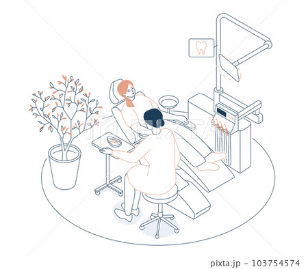 Appointment at the dentist - modern line design style isometric illustration 103754574