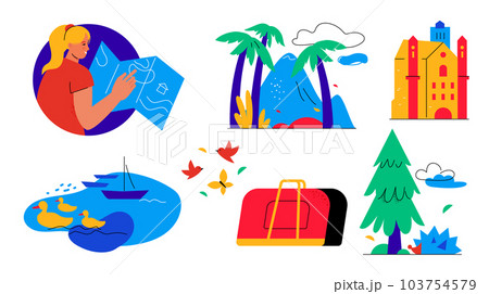 Plan your vacation and travel - flat design style illustration set 103754579