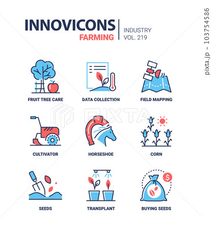Agriculture and farming- line design style icons set 103754586