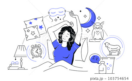 Good sleep - colorful line design style illustration 103754654