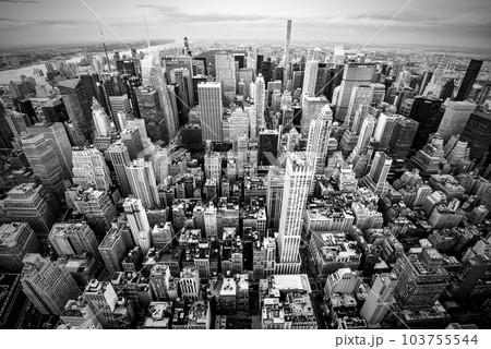 Manhattan from Rockfeller Center - Black and White - Manhattan 103755544