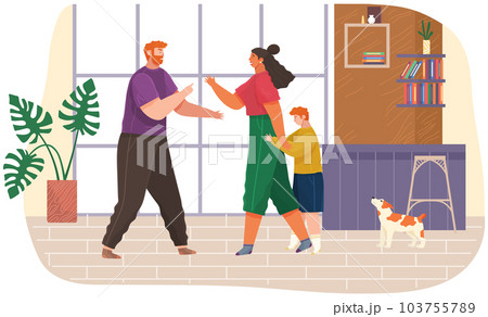 Problems and conflict in family, fight and arguing, quarreling over child, parenting differences Problems and conflict in family, fight and arguing, quarreling over child, parenting differences 103755789