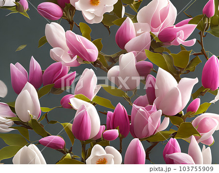 Magnolia flowers bokeh Kodachrome colors volumetric negative Magnolia flowers bokeh Kodachrome colors volumetric negative 103755909