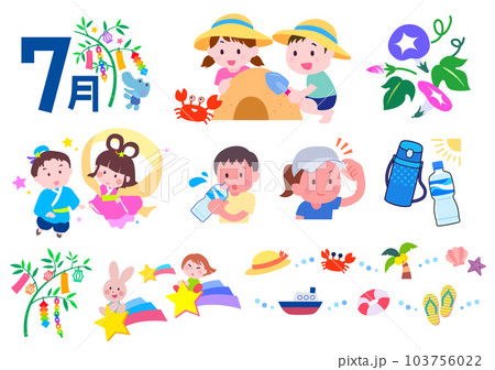 7月のイラストセット 103756022