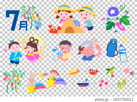 7月のイラストセット 103756022