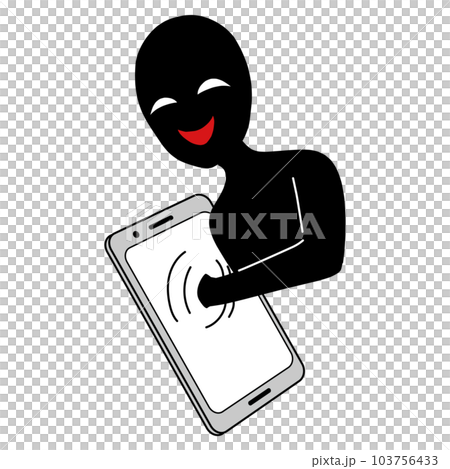 入侵智能手機的黑客形象的插圖素材 103756433