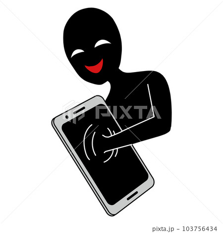 スマホに侵入するハッカーイメージのイラスト素材 103756434