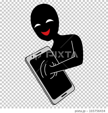 入侵智能手機的黑客形象的插圖素材 入侵智能手機的黑客形象的插圖素材 103756434