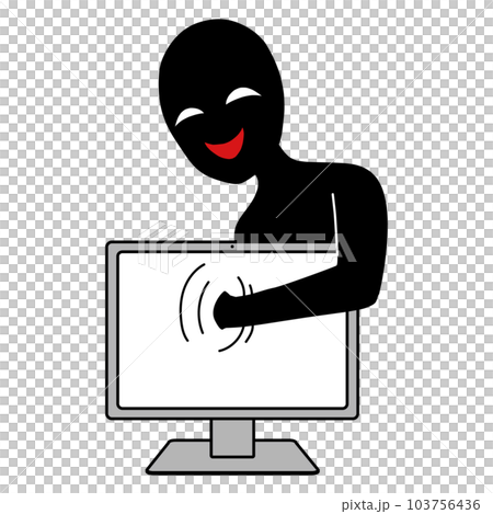 パソコンに侵入するハッカーイメージのイラスト素材 103756436