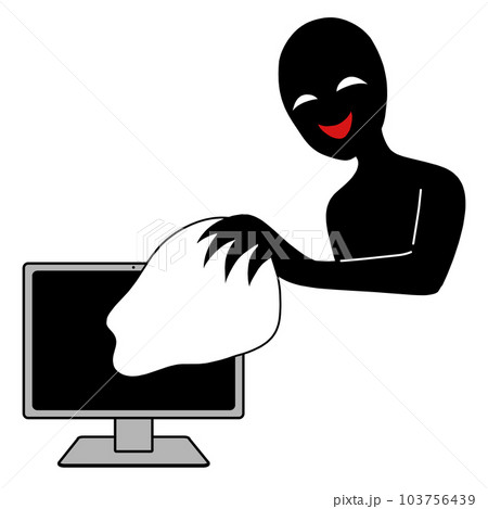 パソコンから何かを抜き取るハッカーイメージのイラスト素材 103756439