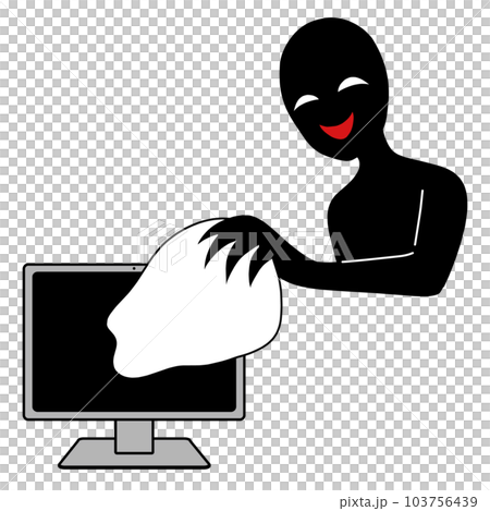 パソコンから何かを抜き取るハッカーイメージのイラスト素材 103756439