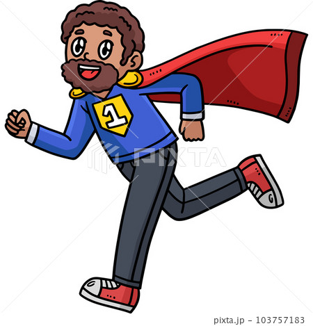 Fathers Day Dad Superhero Cartoon Colored Clipart 103757183