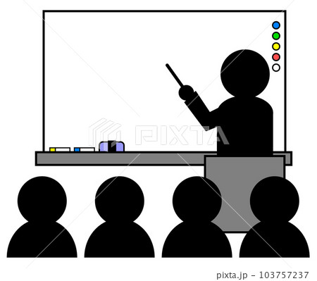 ホワイトボードで講師が説明をしているセミナーのイラスト 103757237