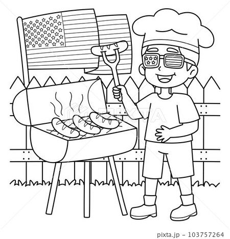 4th of July Cooking Hotdogs Coloring Page for Kids 4th of July Cooking Hotdogs Coloring Page for Kids 103757264