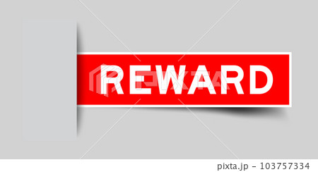 Red color square label sticker with word reward that inserted in gray background 103757334