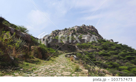 Fortress wall and Fort View of Gooty Fort, Anantpur, Andhra Pradesh, India. 103757475