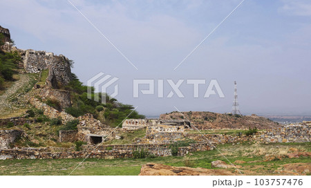 Fortress walls of Gooty Fort, Anantpur, Andhra Pradesh, India. 103757476