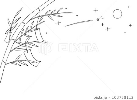 七夕のフレーム　モノクロ 103758112