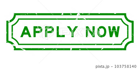 Grunge green apply now word rubber seal stamp on white background 103758140