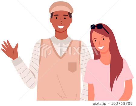 People greeting gesture. Different nations representatives waving hand saying hello People greeting gesture. Different nations representatives waving hand saying hello 103758709