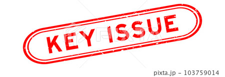 Grunge red key issue word rubber seal stamp on white background 103759014
