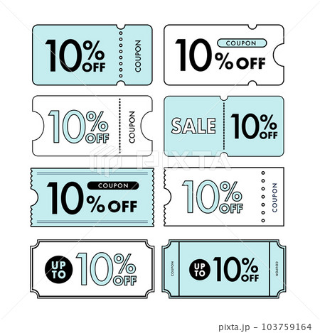 水色の10%OFFクーポンの線画・ベクターイラスト素材 水色の10%OFFクーポンの線画・ベクターイラスト素材 103759164