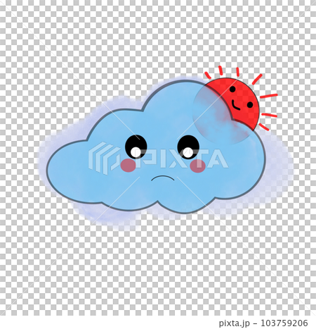 Smiling cloud with blue eyes on white background. Vector illustration Smiling cloud with blue eyes on white background. Vector illustration 103759206