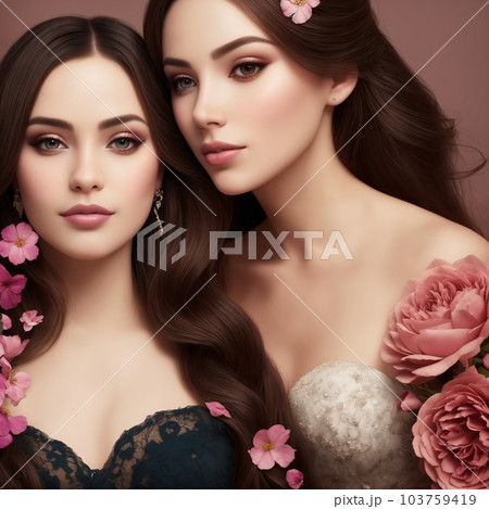 beautiful woman with flowers for advertising perfumes or cosmetics beautiful woman with flowers for advertising perfumes or cosmetics 103759419