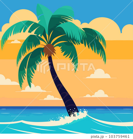 Palm tree in the ocean vector art illustration 103759461