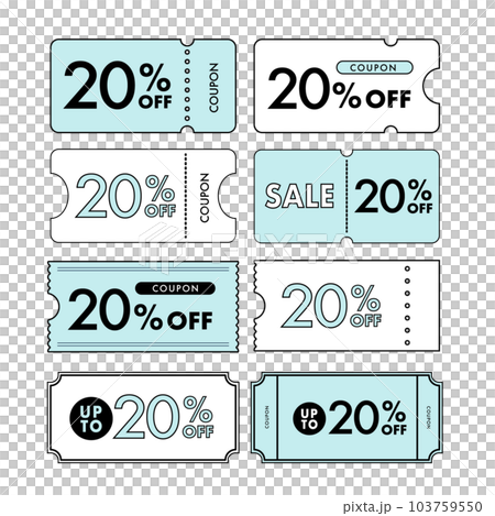 Light blue 20% OFF coupon line drawing/vector illustration material Light blue 20% OFF coupon line drawing/vector illustration material 103759550