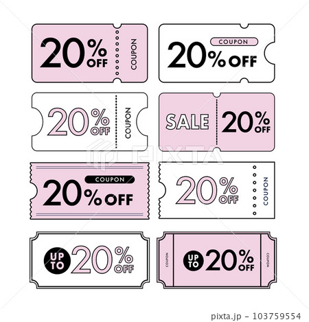 ピンクの20%OFFクーポンの線画・ベクターイラスト素材 103759554