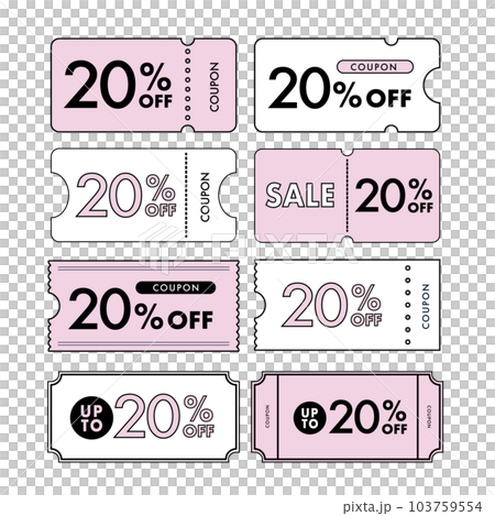 ピンクの20%OFFクーポンの線画・ベクターイラスト素材 103759554