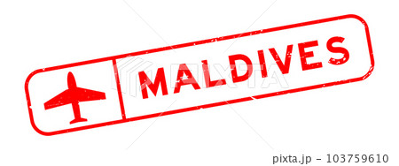 Grunge red maldives word with plane icon square rubber seal stamp on white background Grunge red maldives word with plane icon square rubber seal stamp on white background 103759610