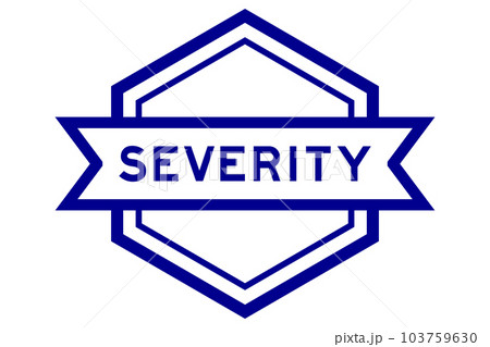 Vintage blue color hexagon label banner with word severity on white background Vintage blue color hexagon label banner with word severity on white background 103759630