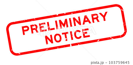 Grunge red preliminary notice word square rubber seal stamp on white background 103759645