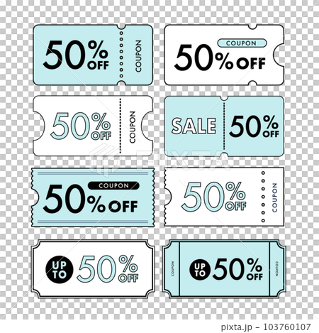 Light blue 50% OFF coupon line drawing/vector illustration material Light blue 50% OFF coupon line drawing/vector illustration material 103760107