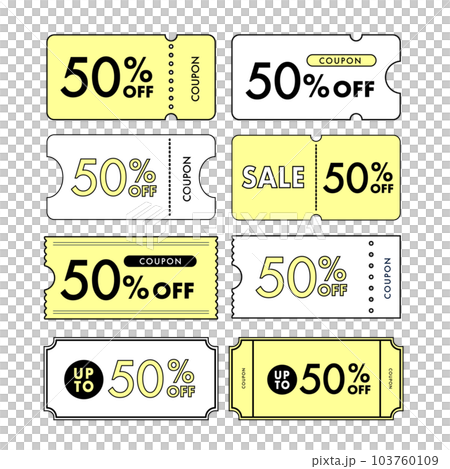 黃色 50% OFF 優惠券線描/矢量圖素材 黃色 50% OFF 優惠券線描/矢量圖素材 103760109