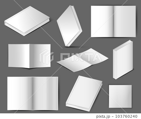 Set of Empty book mockup. Realistic blank book in hardcover in different angles. Applicable for design presentation. Mock Up Template Ready For Your Design. Vector EPS10 103760240