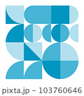 【青・水色系】幾何学模様背景・メンフィスのフレームパターン素材 103760646