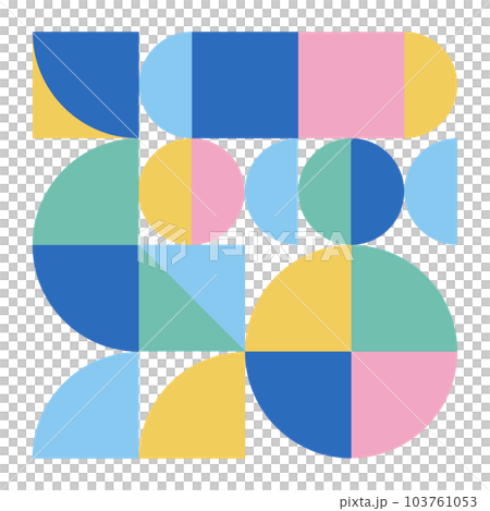 【カラフル】幾何学模様背景・メンフィスのフレームパターン素材 103761053