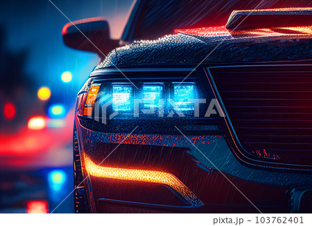 Police lights and Police car in New York. 103762401