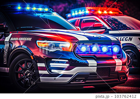 Police lights and Police car in New York. 103762412