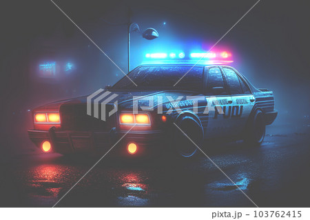 Police lights and Police car in New York. 103762415