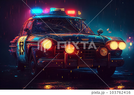 Police lights and Police car in New York. 103762416