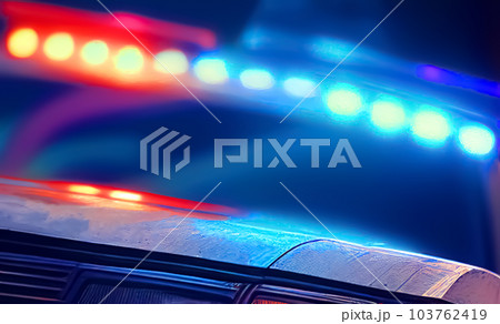 Police lights and Police car in New York. 103762419