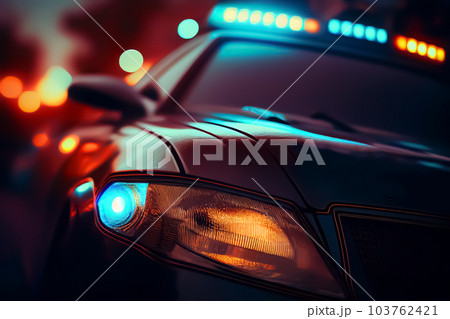 Police lights and Police car in New York. 103762421