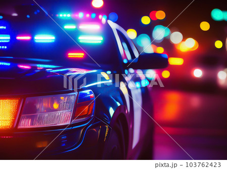 Police lights and Police car in New York. 103762423