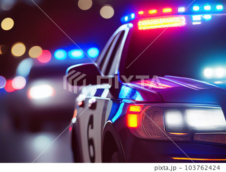 Police lights and Police car in New York. 103762424