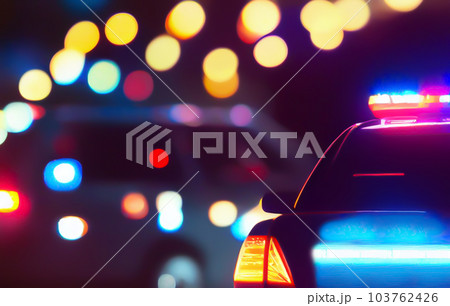 Police lights and Police car in New York. 103762426
