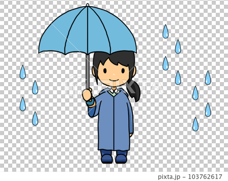 傘をさして立つ日本人女性のイラスト 103762617